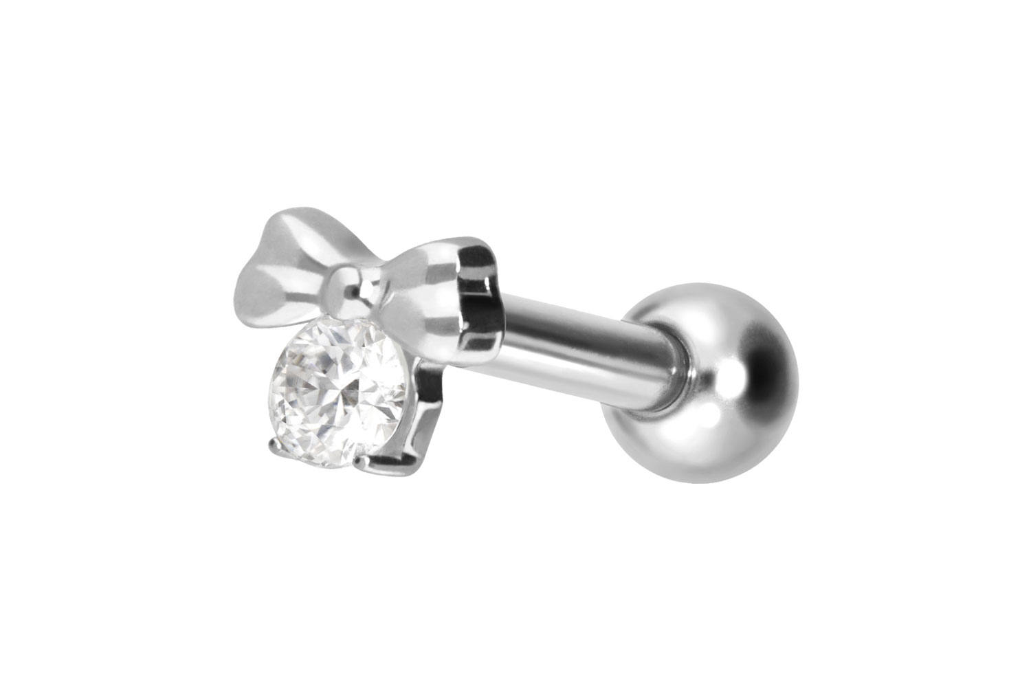 Titan Ohrpiercing mit Innengewinde SCHLEIFE + KRISTALL